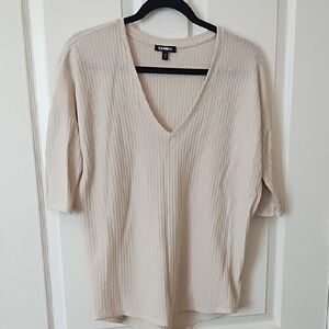Express Cream Textured Knit Top